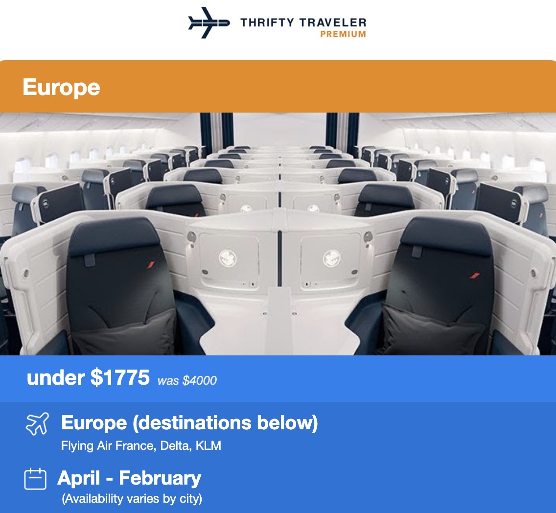 Canada to Europe biz class
